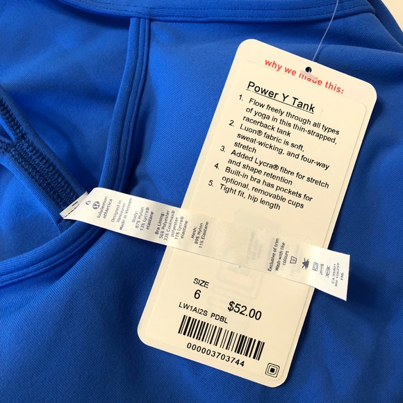⬇️4️⃣5️⃣NWT LULULEMON Power Y Blue Tank - Picture 6 of 6
